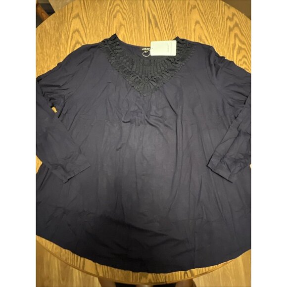 AAMILIFE Women’s Plus size 4x Long Sleeve Shirts Lace Pleated Tunic  Tops GR56 - Picture 2 of 3